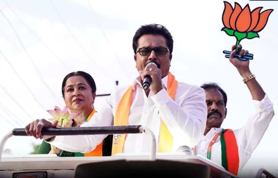 sarathkumar angry on the troll for asking about merging his party to his wife