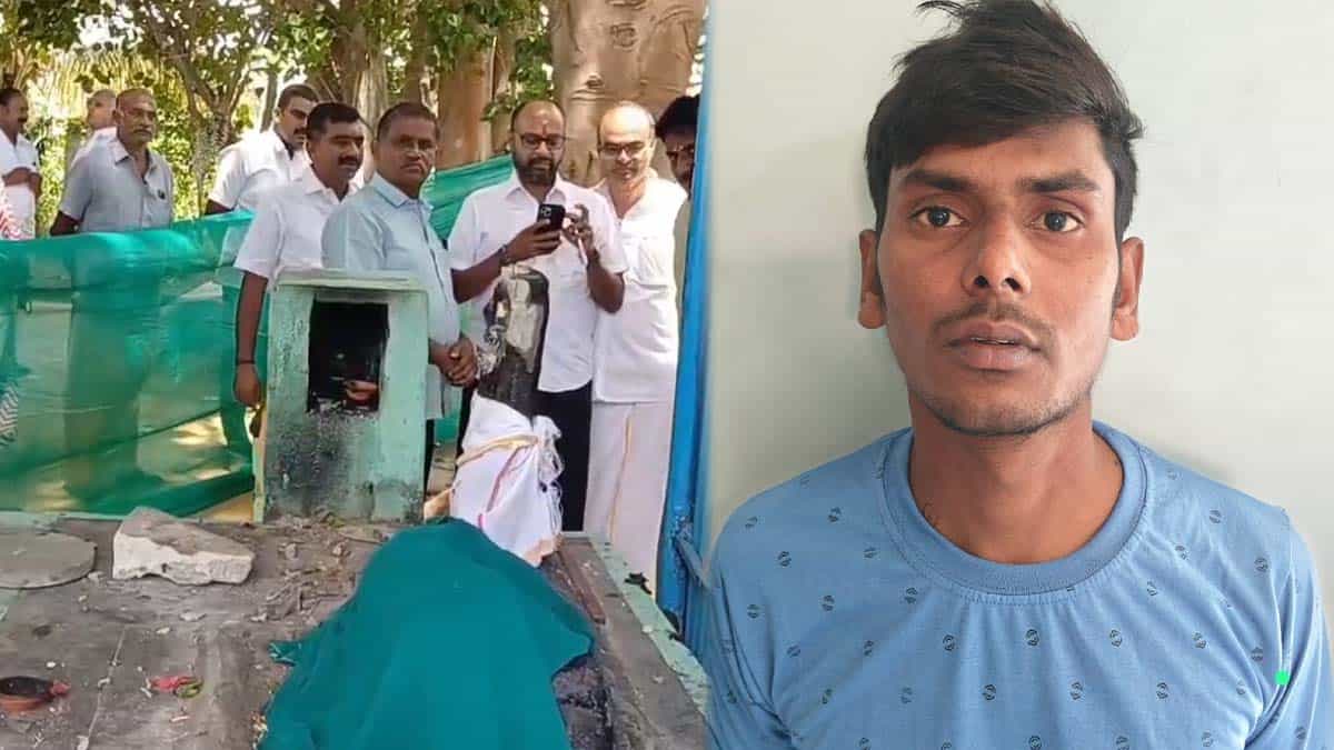 CCTV shows people breaking statues inside the temple!