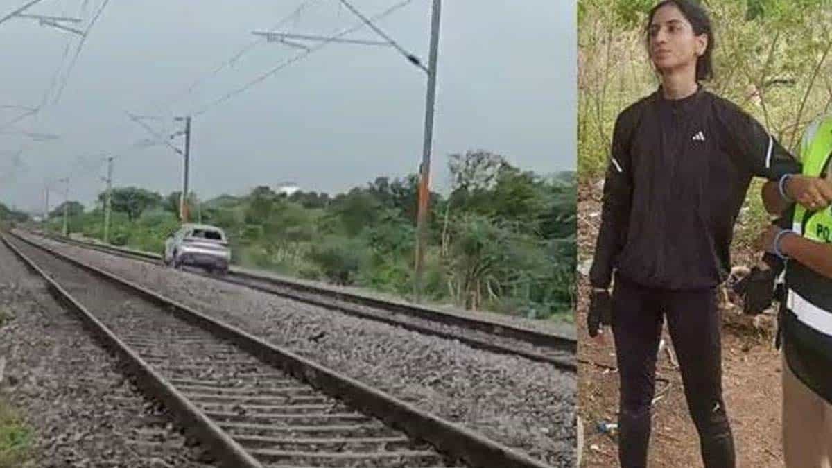 ரயில் தண்டவாளத்தில் கார் ஒட்டிய இளம்பெண்… தடுக்க சென்றவர்களுக்கு கத்தியை காட்டி மிரட்டிய வீடியோ!